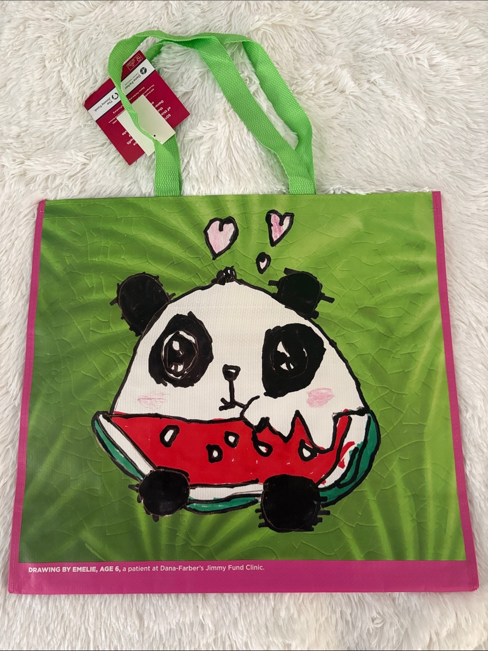 Reusable Shopping Bag Homegoods Panda 🐼 eating a Watermelon 🍉 Tote Bag NWT
